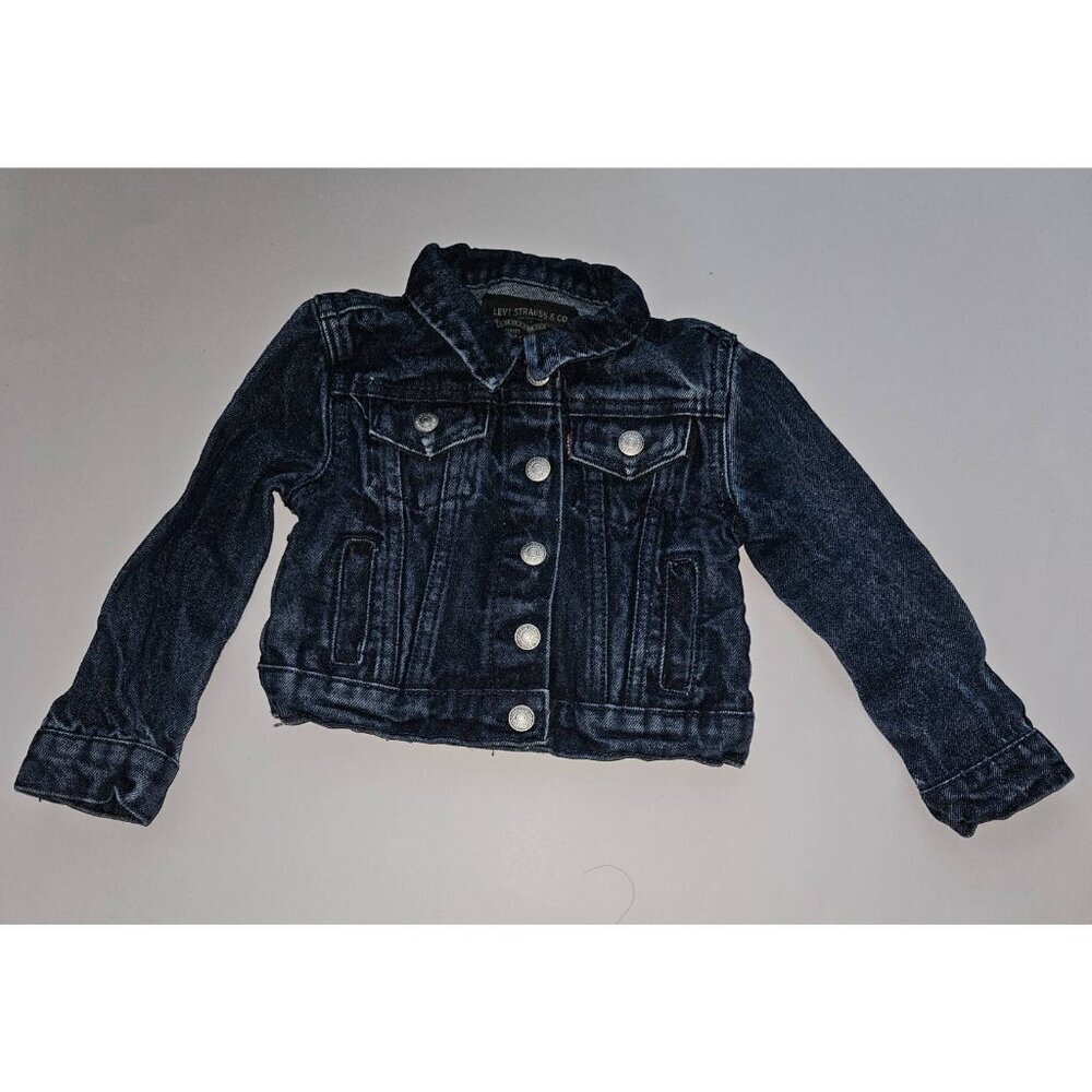 Levi Strauss Girls Toddler 2T Blue Jean Denim Jacket Snap Front (wash wear)